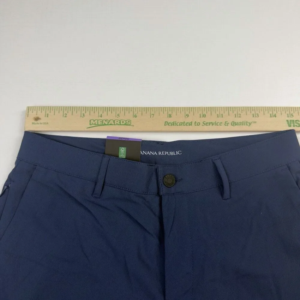 NWT Banana Republic Flat Front Pant Performance Mens 30x28 Blue 100%Polyester